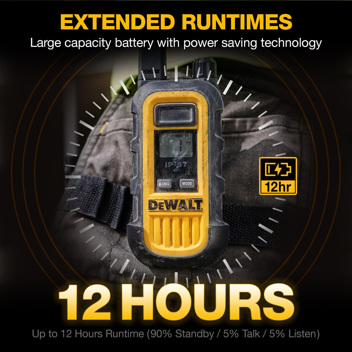DEWALT DXFRS300 FRS Walkie Talkies, Long Range 2 Way Radio, 1W, IP67 Waterproof, Rechargeable, 2 Pack, DXFRS300