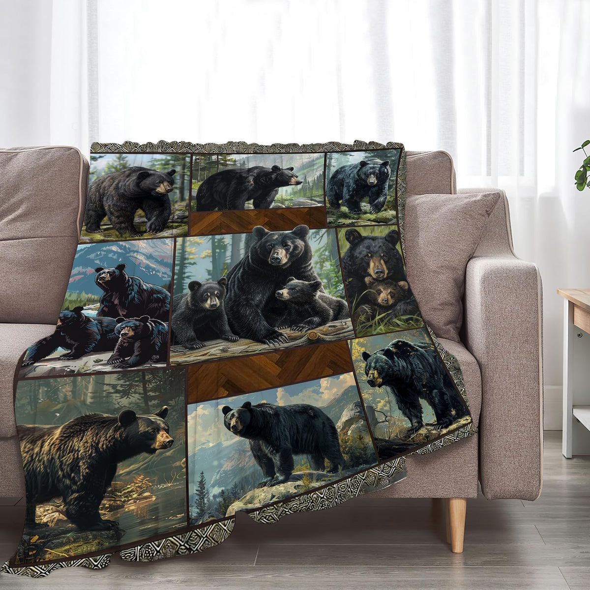 Baegopa Black Bear Blanket Wild Animal Throw Blanket Cozy Plush Fleece Flannel Bear Blankets Lightweight Fuzzy Party Gifts for Girls Boys Women Men 50"X40"