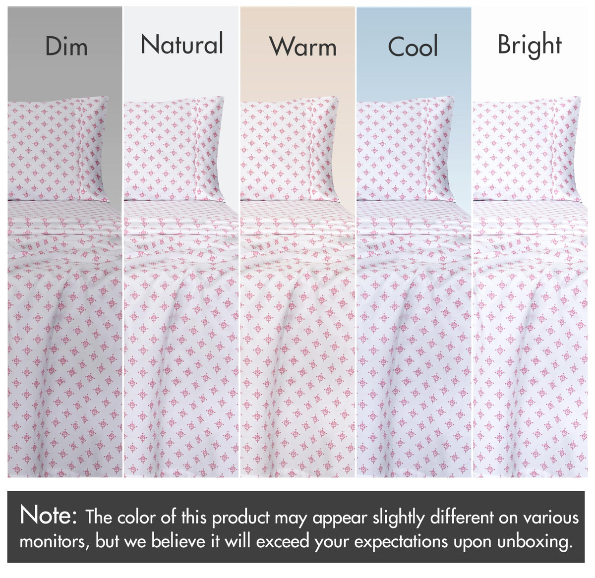RUVANTI 100% Cotton Percale Sheets Queen Size, Block Print Motif