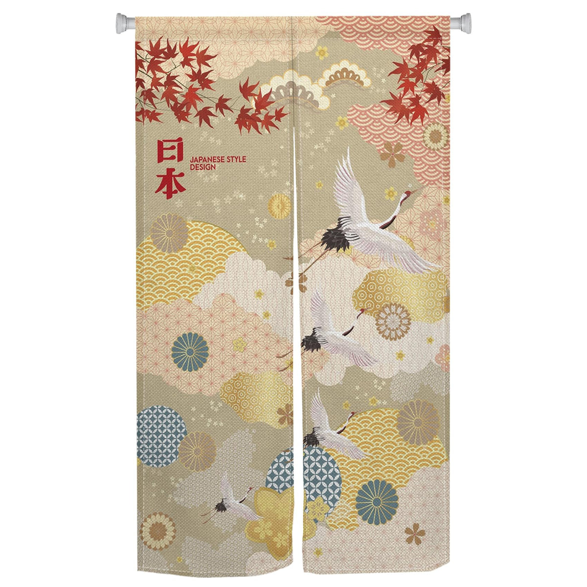 XMJJKUF Long Style Japanese Noren Doorway Curtain Japanese Doorway Curtain Feng Shui Window Treatment Cranes Printed Door Tapestry Polyester for Room Divider Kitchen Home Decor,33.5"x 70.9"