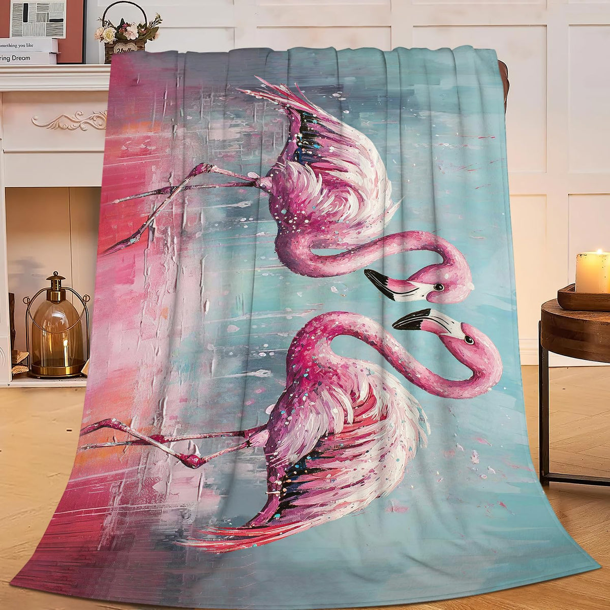 Pink Flamingo Throw Blanket Tropical Flamingos Blankets Fleece Plush Super Soft Cozy Warm Lightweight Flamingo Lover Decor Gifts for Boys Girls Kids Adults Men Women 40" x 50"