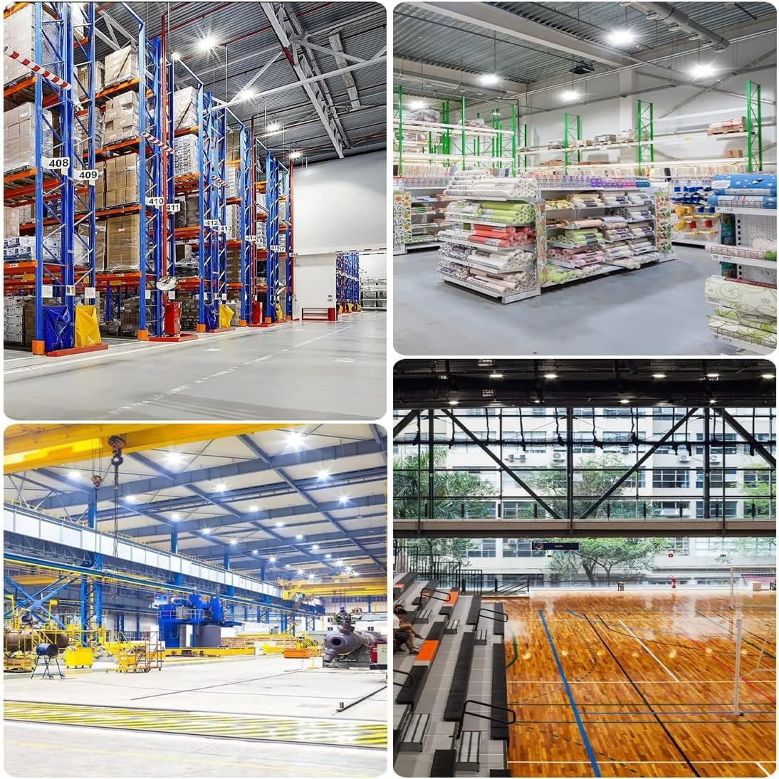 XYCN 10 Pack 300W UFO Led High Bay Light,120VAC,5000K Daylight Commercial Bay Lighting,IP66 Waterproof,45050LM,1300W MH/HPS with Plug Area Light for Warehouse/Shop/Workshop/Barn/Gym/Factory