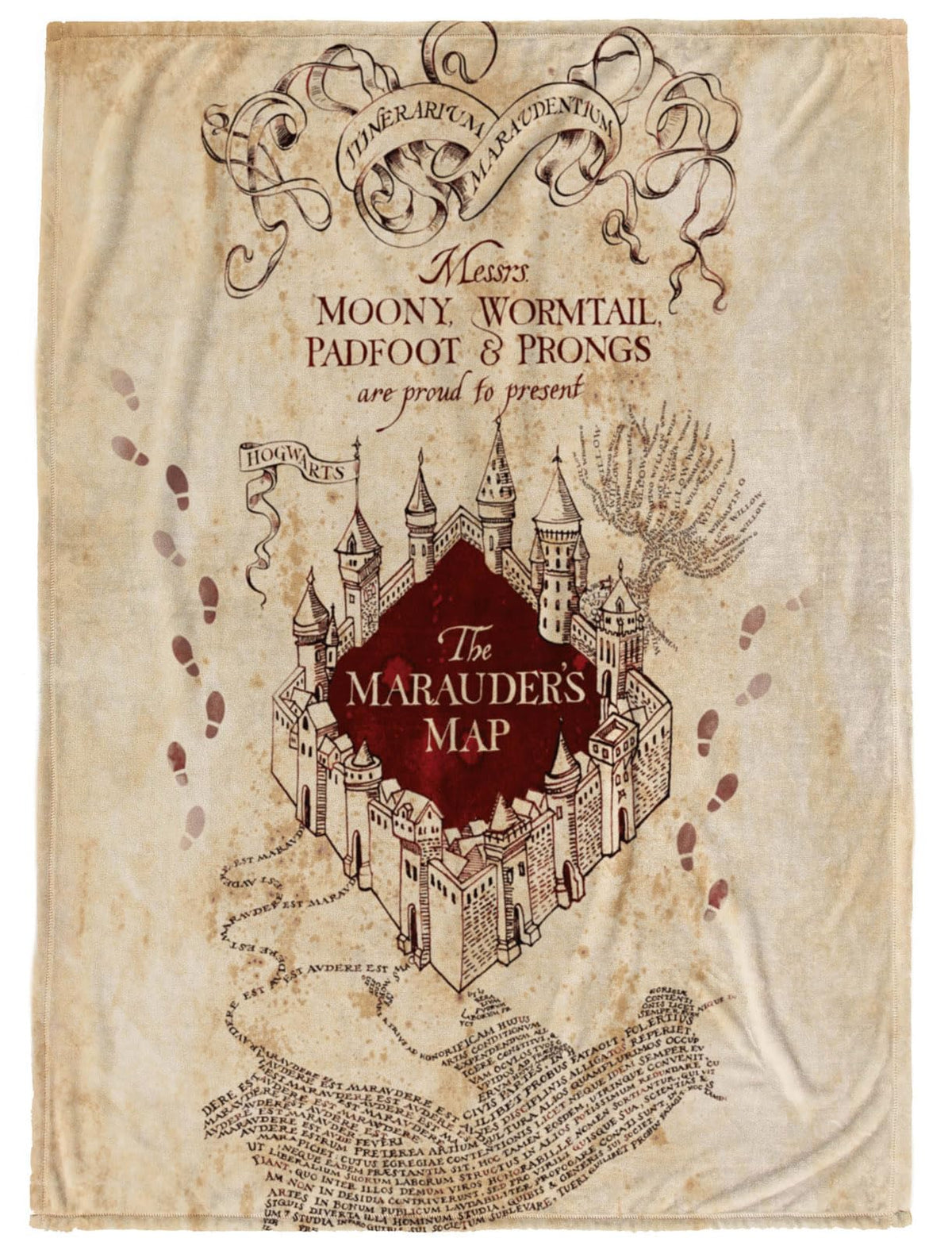 Jay Franco Harry Potter Marauders Map Throw Blanket 50 x 70 Inches, Super Soft Cozy Fleece, Fade Resistant, Hogwarts Map Design, Machine Washable (Official Harry Potter Product)
