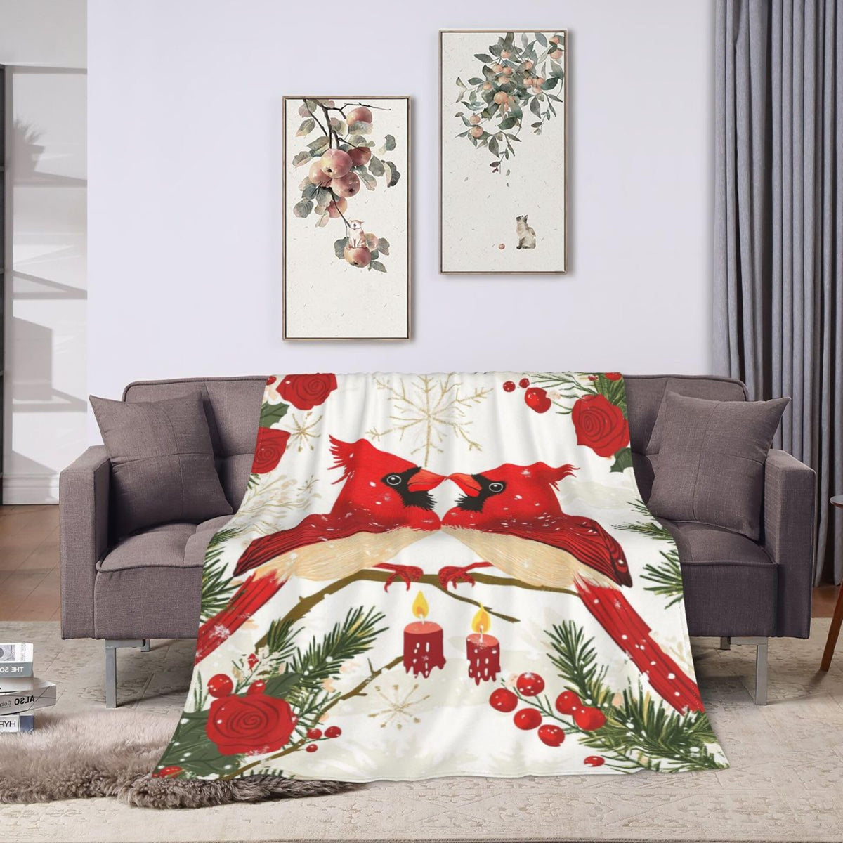 Cardinal Blanket Cardinal Fleece Throw Blanket Super Soft Fuzzy Plush Cozy Warm Cardinals Decor Stuffed Bedding Blankets Gift for Boys Girls Men Women Kids & Adult 50"x40"