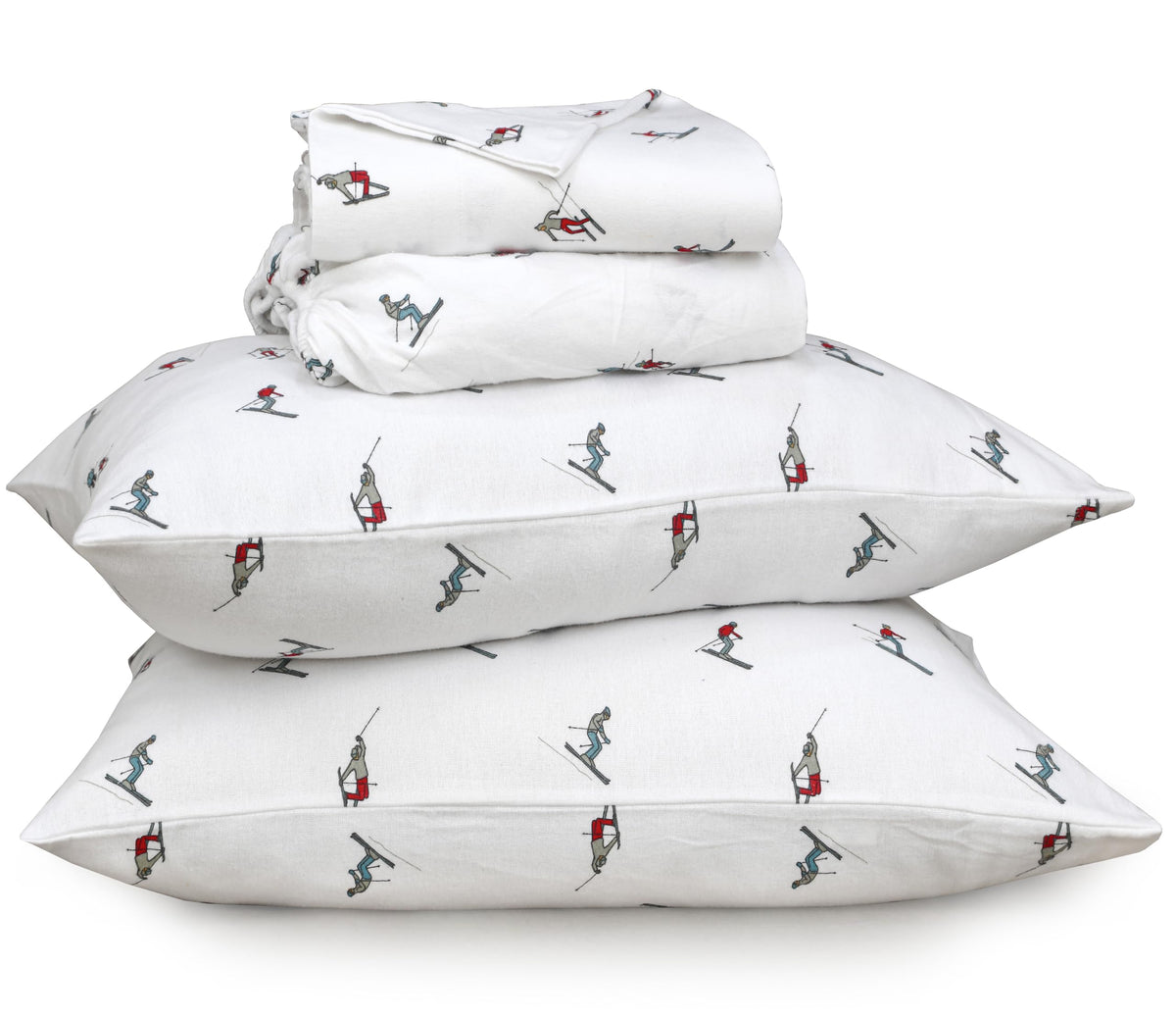 RUVANTI Flannel Sheets Queen Size - 100% Cotton Double Brushed Bed Sheets, Deep Pockets 16 Inches Queen Sheet Set, All Seasons Breathable & Extra Soft - Warm & Cozy, 4 Piece, Flurry Friends