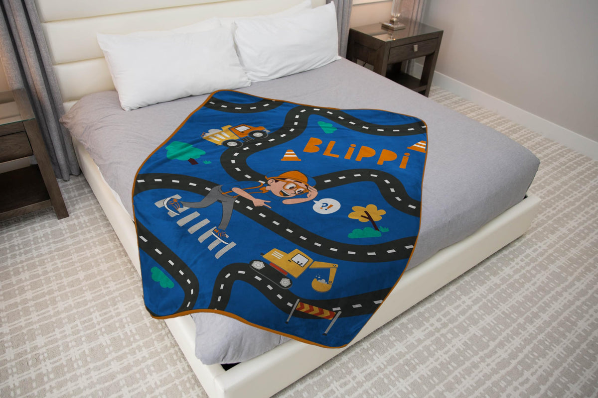Jay Franco Kids Plush Throw Blanket – Soft & Cozy Fleece Throw for Bedroom & Couch Décor, Official Licensed Product, Blue - Blippi, 46x60 - Throw Blanket