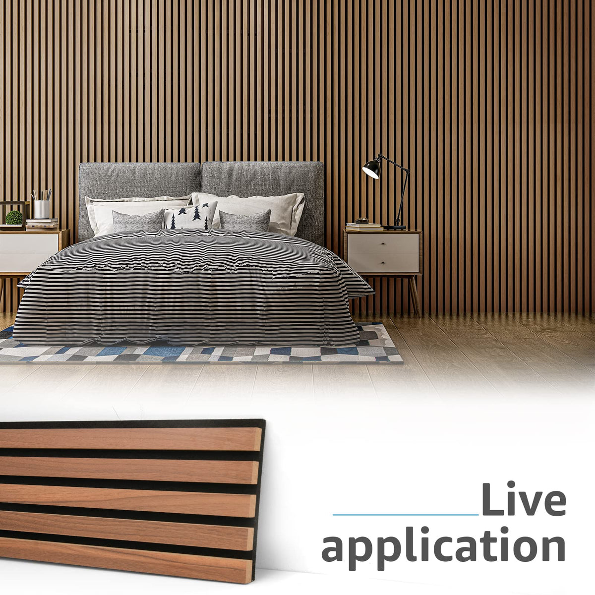 Art3d 4-Piece Wood Slat Acoustic Panels for Stylish Decor and Noise Reduction, 3D Textured Panel for Ceiling and Wall, Walnut