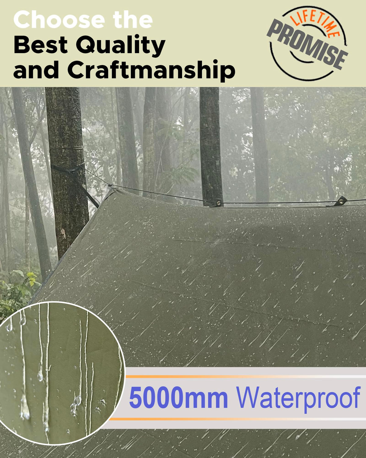 Sunyear Camping Hammock with Net & Rain Fly - Double & Single Hammock with House-Like Net- Easy Setup & Pack, Lightweight & Portable, Perfect for Hiking, Backpacking, Outdoor Sleeping