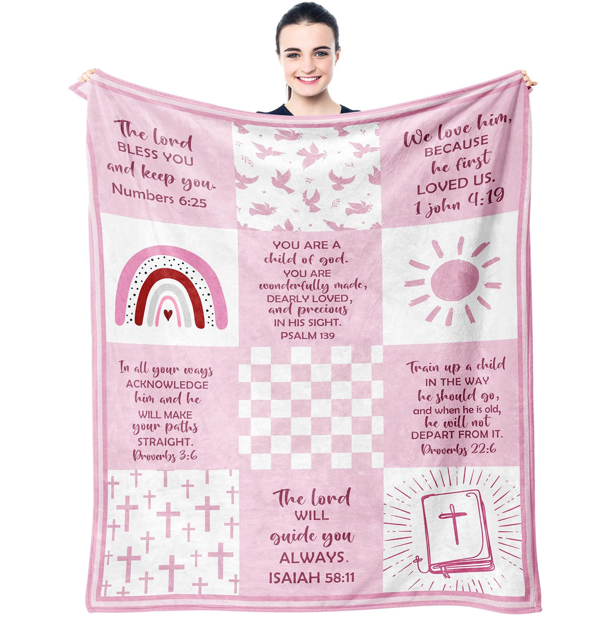 Muxuten Baptism Gifts for Girl, Baptismal Gifts Blanket 60"x50", Baptism Favors, Christening Gifts, Baptism Gifts for Women, Best Baptism Gift for Girls, Christian Gifts, Religious Bible Catholic Gift