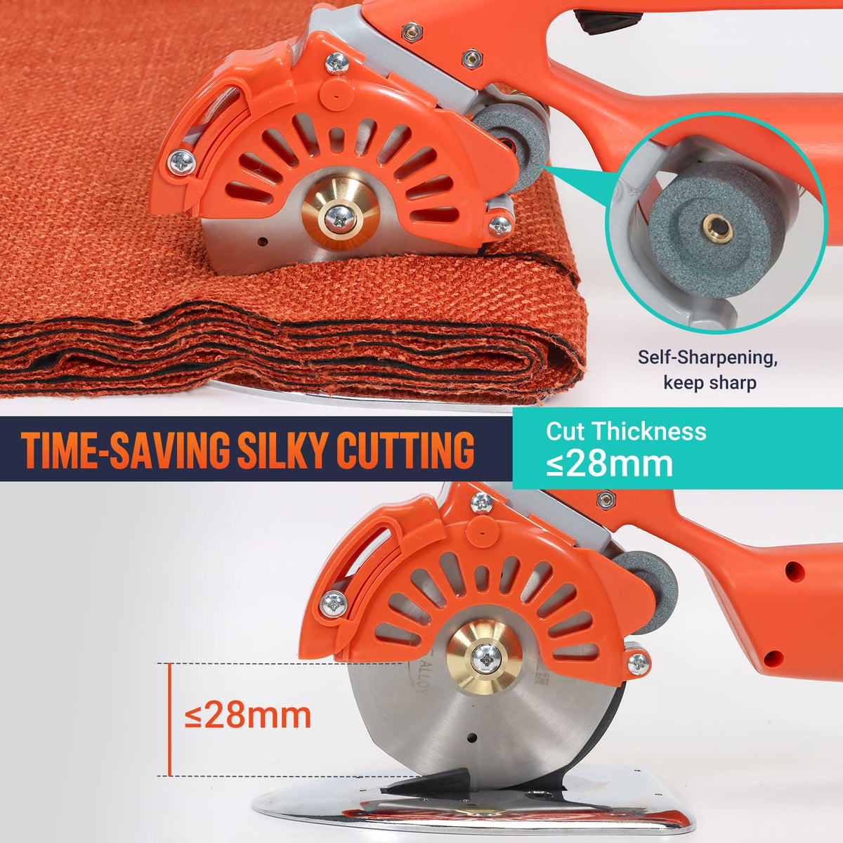VLOXO Cordless Electric Rotary Scissors Power Fabric Cutter Rechargeable Rotary Cloth Scissors Adjustable Speed Electric Cutter with 2 Battery for Cutting Fabric Carpet Leather Multi-Layer Cloth