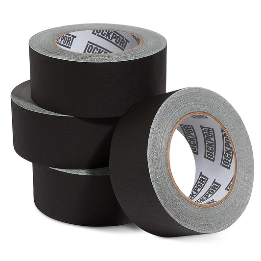 Lockport Black Gaffers Tape 2 Inch x 30 Yards - 4 Pack Pro Black Gaffing Tape, Easy Tear Gaff, Heavy Duty No Residue, Non-Reflective Matte for Stage and Photo, Multipurpose