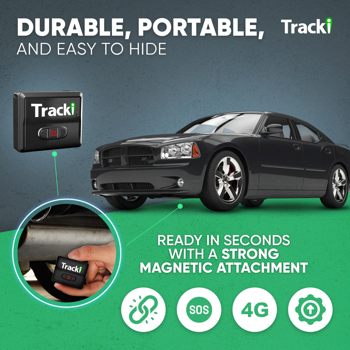Tracki Mini GPS Tracker, 6-Month Subscription Included – Universal Compact 4G LTE Tracker for Vehicles, Bags, Luggage & Everyday Assets – SOS Button, App Alerts & 185+ Country Coverage