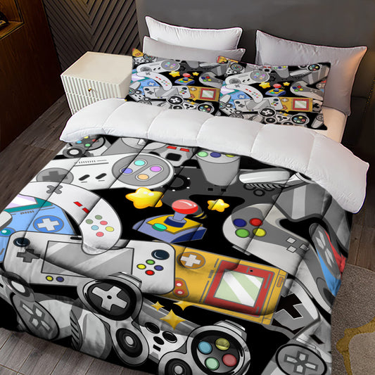 Sunnycitron Gaming Comforter for Boys Teen Gamer Comforters Full Size Gaming Bedding Kids Bed Set Boys Bedding Quilt Game Room Decor,1 Comforter +2Pillowcase