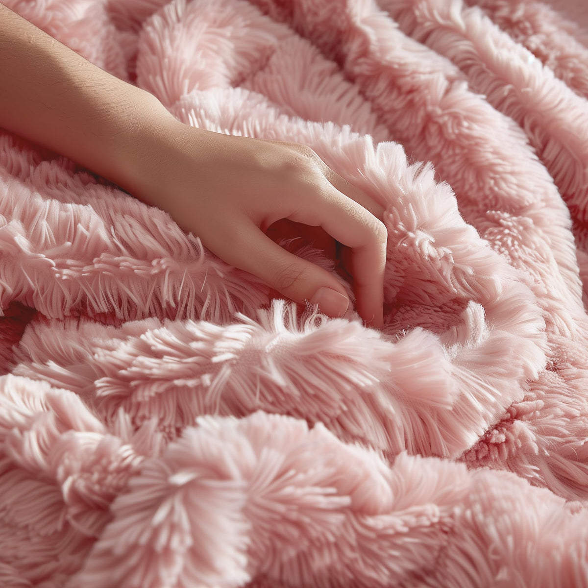 Hyde Lane Blush Pink Throw Blanket for Couch Sofa, Reversible Ultra Soft Faux Fur Fluffy Fuzzy Throw Blankets - 60x80 Rose Gold