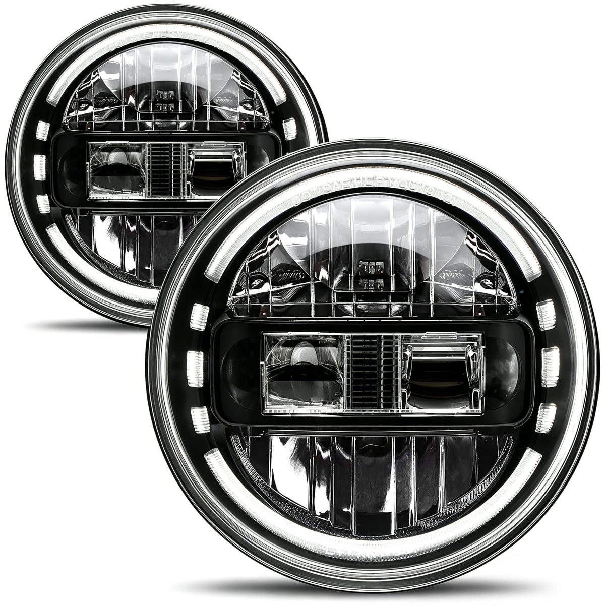 AUDEXEN 7 Inch LED Headlights for Jeep Wrangler JK JKU TJ LJ 1997–2018, 1200% Brighter Round Halo Headlamp, Hi/Lo Beam, Plug & Play Replacement for H6024, DOT Approved, Black