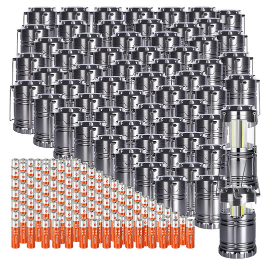 KUNHE LED 60 Pack Camping Lantern Battery-Operated (Includes 180 AA Alkaline Batteries) 350 lumens IPX4 Waterproof Lanterns for Power Outages Emergency Hurricane Storm Outdoor Camping