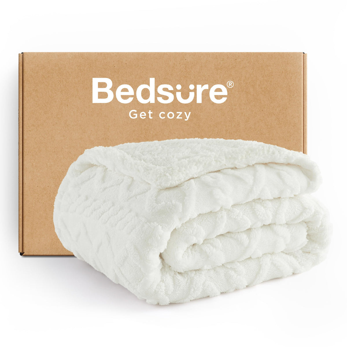Bedsure Sherpa Fleece Throw Blanket for Couch - Fuzzy Soft Cozy Blanket for Winter, 50x60 Inches, Navy and White