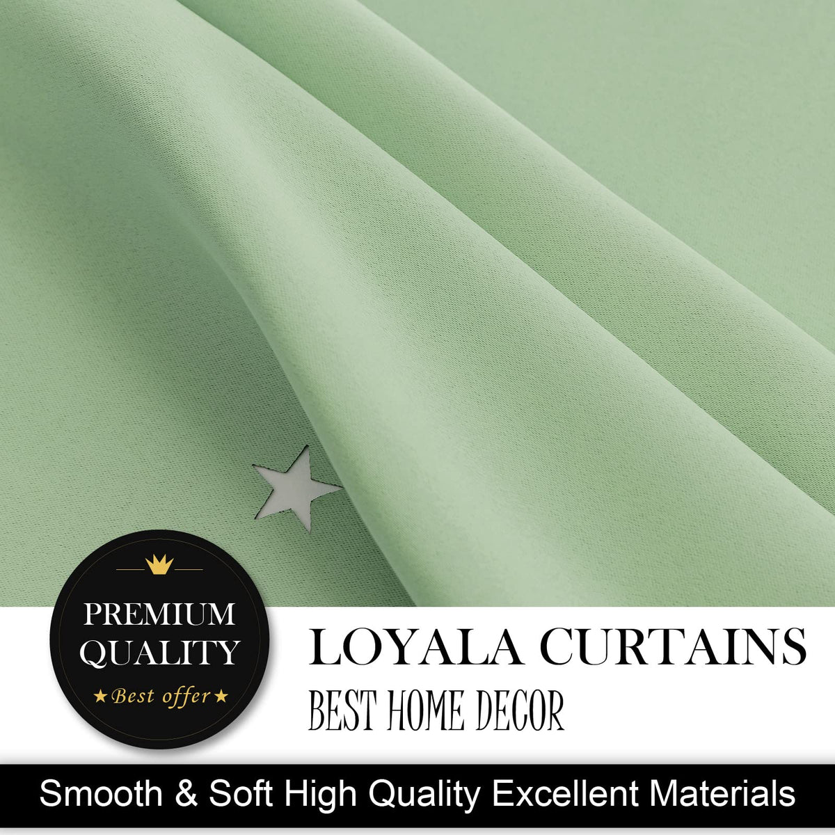 Loyala Stars Blackout Curtains for Bedroom - Double Layer, Kids, Cute - 84 Inch Long, Green, 52 x 84 Inch