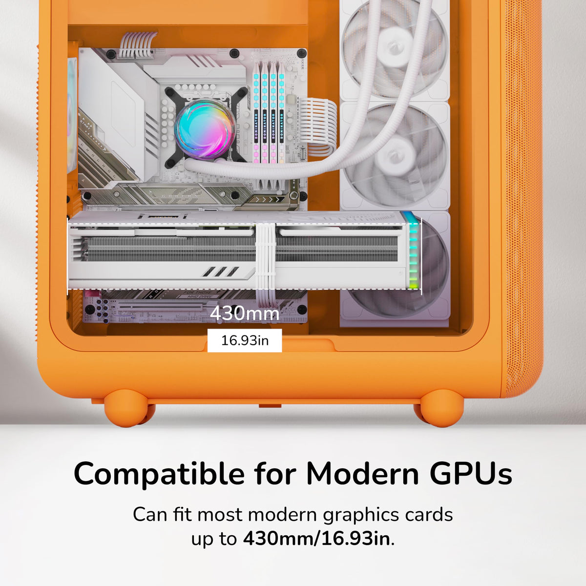 Hyte X50 - Modern Performance ATX Mid-Tower Gaming PC Case - Optimized High Airflow Chassis - 4mm Thick, Curved, Laminated Acoustic Glass - Micro Mesh Panels w Sturdy Stamped Steel - Astral Orange