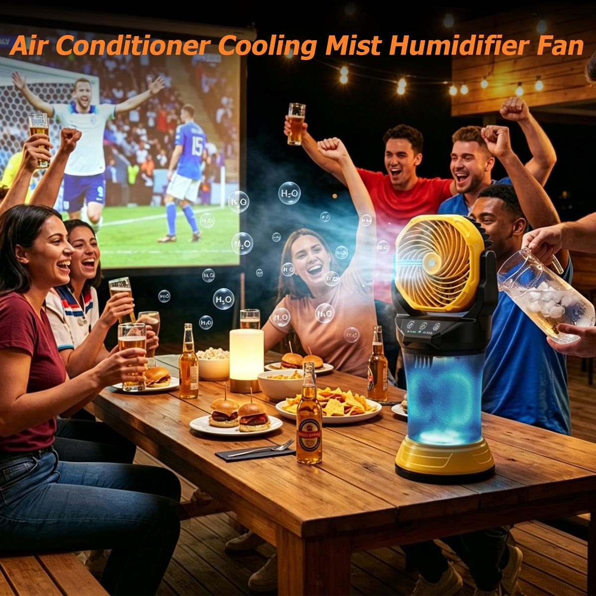 30000mAh Portable Misting Fan, Rechargeable Battery Operated Outdoor Misting Fan with 2L Bucket, 4 Speeds Spray Personal Cooling Fan with RGB Light 120° Auto Oscillating for Patio Camping Beach Garage