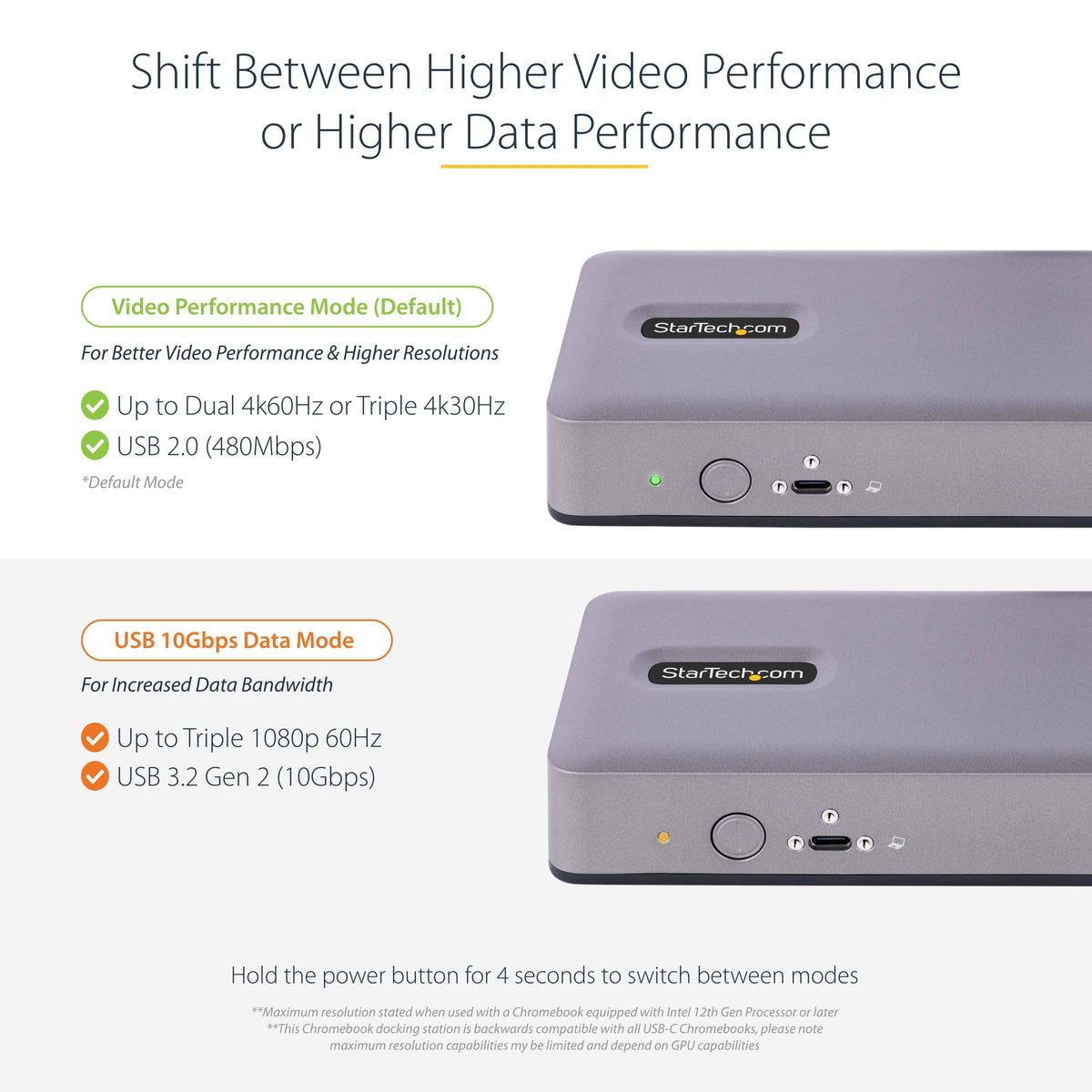 StarTech.com USB-C Docking Station Multi Monitor HDMI/DP/USB-C Video Output, Triple Monitor 4K30/Dual 4K60, 7-Port USB Hub, 60W Power Delivery, GbE, 3.5mm Audio, Works with Chromebook, TAA
