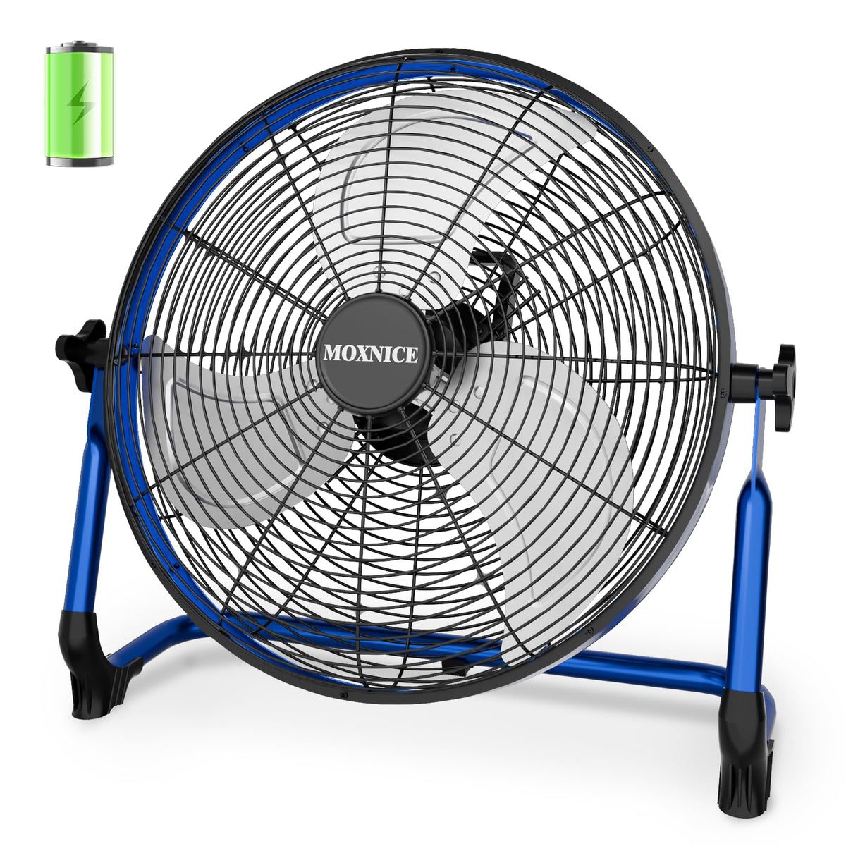 MOXNICE 20" Portable Battery Operated Floor Fan, High Velocity Battery Fan, Rechargeable Wireless Battery Powered Fan, Waterproof, USB Output, 360°Adjustable Tilt for Home Outdoor Garage Greenhouse