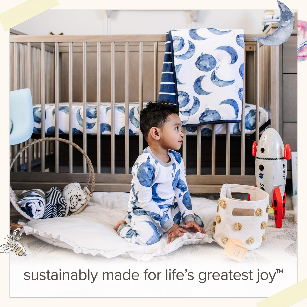 Burt's Bees Baby Infant Reversible Blanket, 100% Organic Cotton Nursery Blanket, Breathable Nursery Bedding, 30" W x 40" L