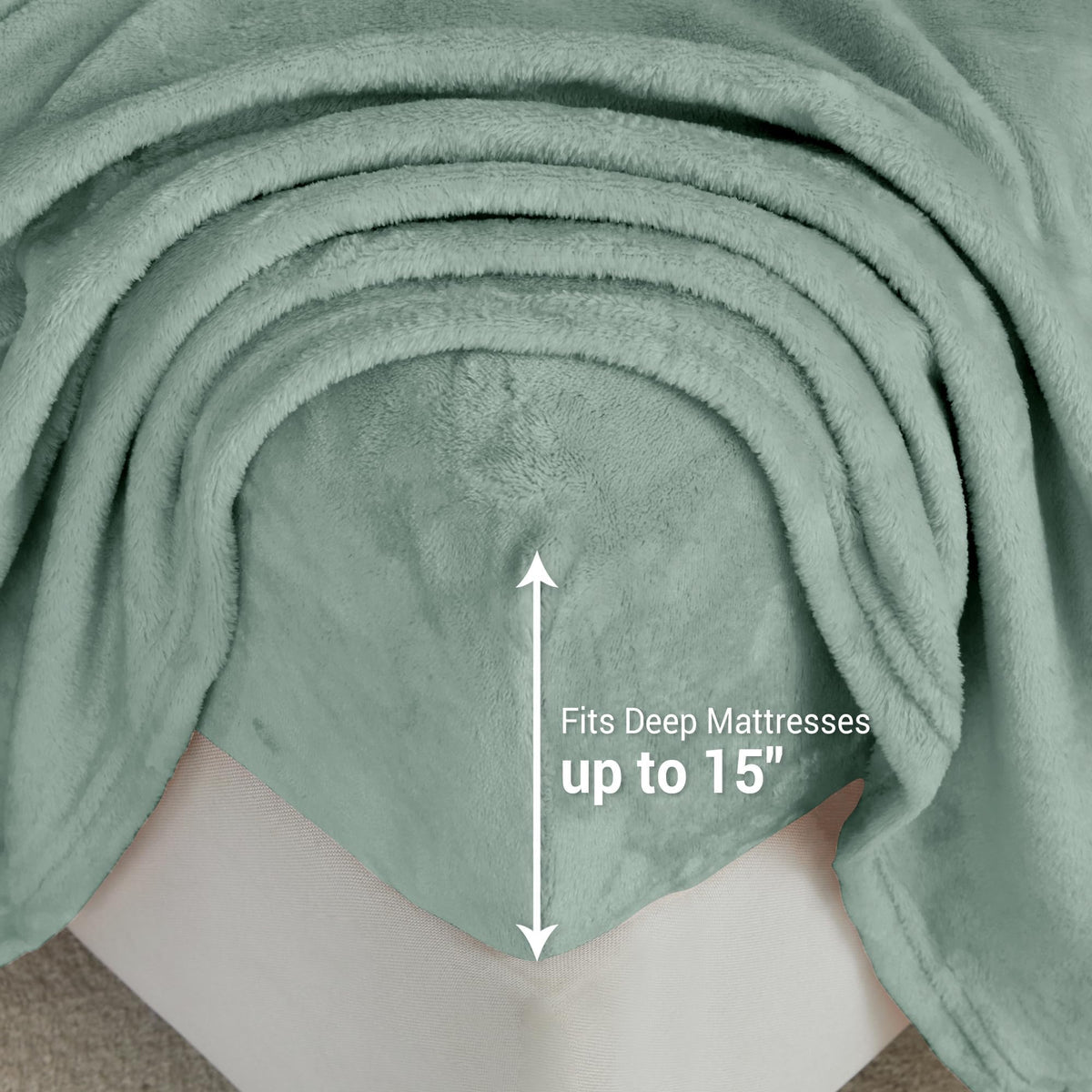 Viviland Plush Micro Polar Fleece Full Bed Sheet Set, Cozy Flannel-Like Velvet/Velour Fitted Sheets with 15" Deep Pocket, Fuzzy Warm Winter Double Sheets & Pillowcase Set, Sage Green
