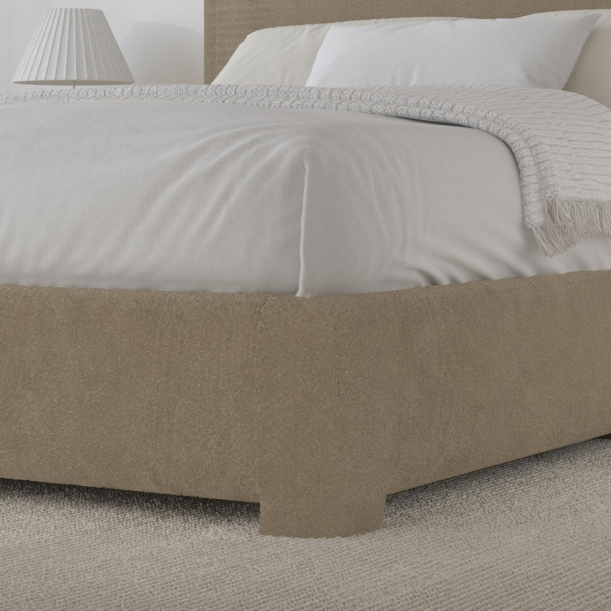 BarnFurin Twin Bed Frames with Headboard,Cloud Boucle Upholstered Platform Bed, Soft Rounded Corners, No Box Spring Needed, Non-Slip and Noise-Free, Easy Assembly, Beige