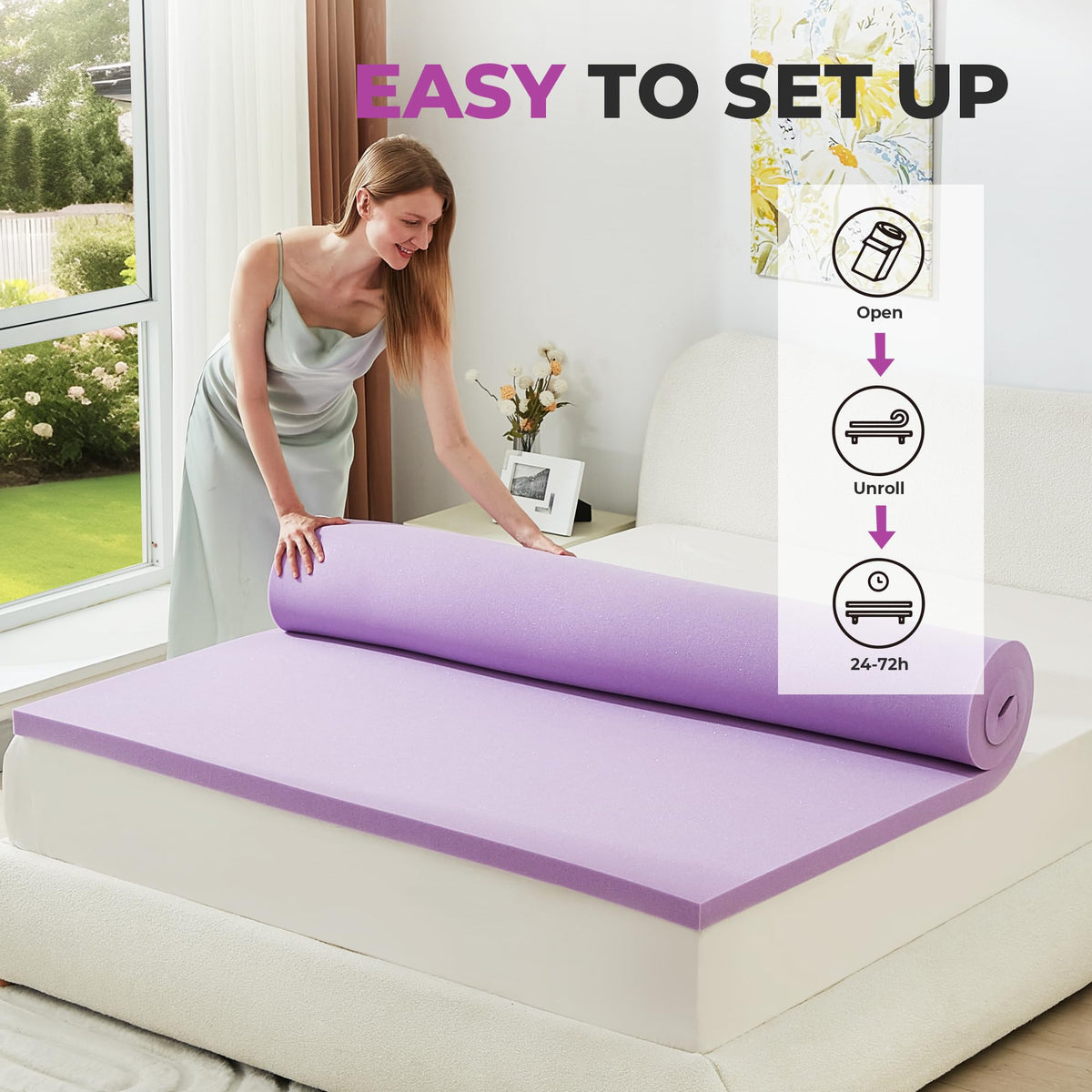 BDEUS 2 Inch Gel Memory Foam Mattress Topper Ventilated Soft Pressure Relieve Mattress Pad, Breathable Bed Topper, CertiPUR-US Certified, Twin Size