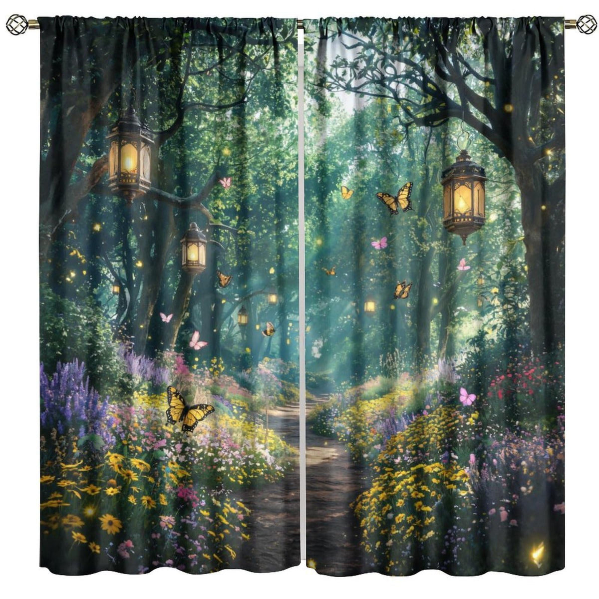 UFUH Fantasy Forest Curtains,Nature Spring Scenery Landscape Blackout Window Treatments for Bedroom Living Room,2 Panels Set Total Size 42 x 45 Inch