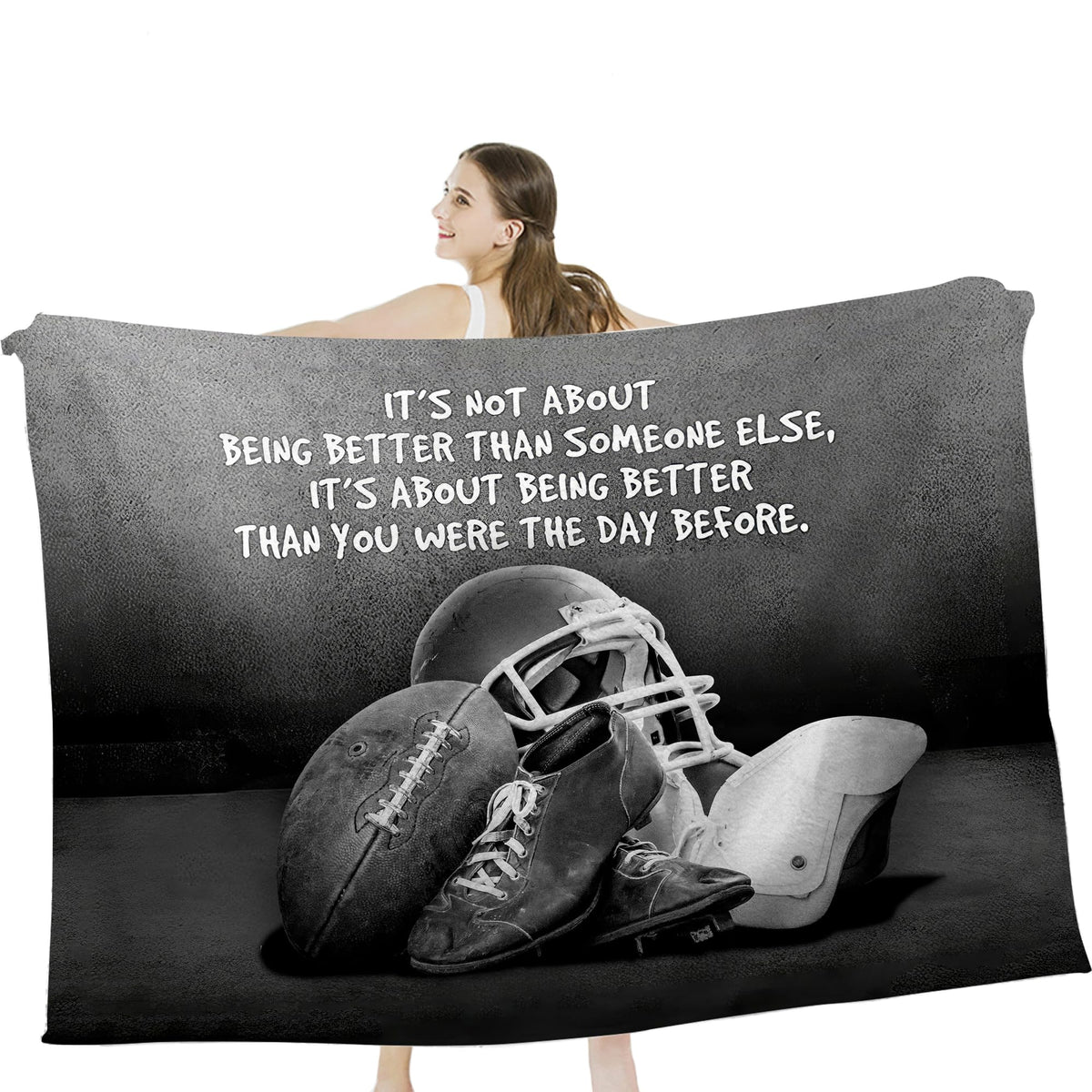 Sports Football Throw Blanket - Soft Warm Cozy Fleece for Boys Men Girls Women Kids Adults - Couch Sofa Bed 50"x40"