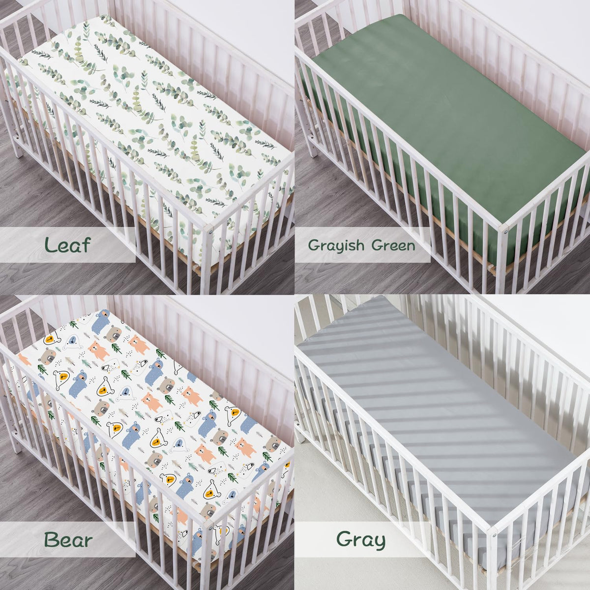 Bimocosy Crib Sheets 4 Pack, Baby Crib Sheets Fitted for Boys and Girls Breathable & Snug Fit, Soft Toddler Bed Sheets for Standard Crib Mattress Nursery Daycare Essentials, Bear Cub