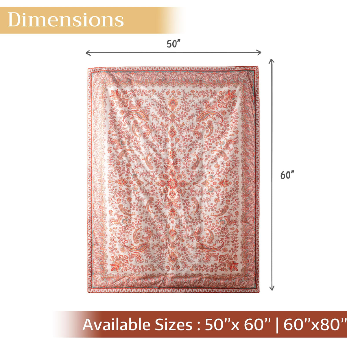 Maison d' Hermine Throw Blanket for Couch Lightweight Soft Warm Breathable Cotton Throw Blankets for Bed Girls Boys Women Men Gifts Sofa Travel Living Room Spring Summer (Cachemire, 60" X 80")