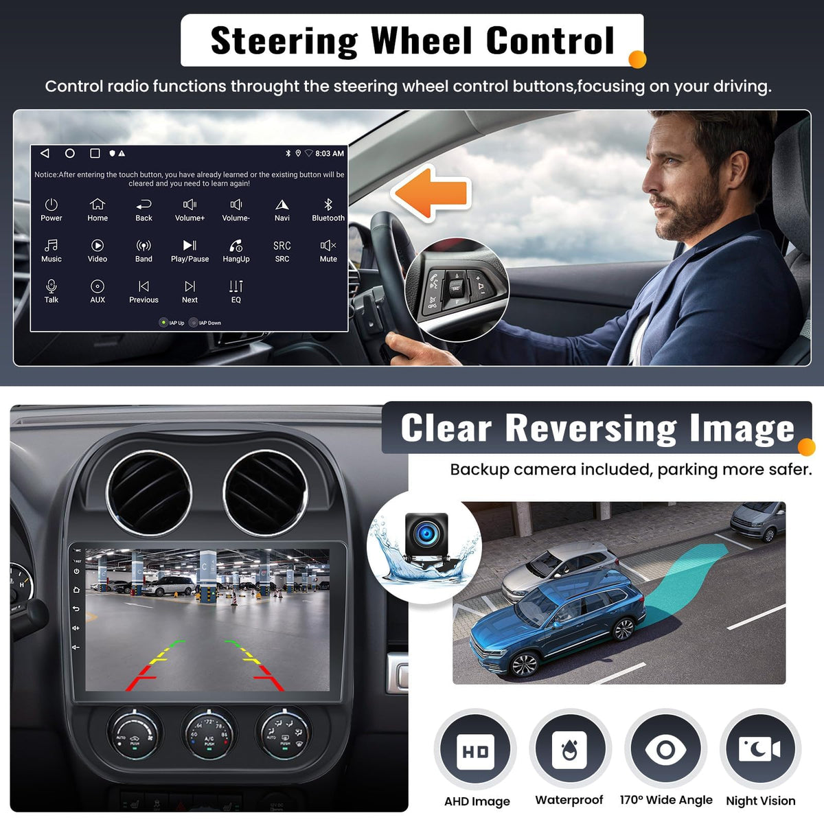 [2GB+64GB] Android 13 Car Radio for Jeep Compass Patriot 2010-2016 with Wireless Carplay Android Auto,10.1 ' 1080P Touchscreen Head Unit Bluetooth WiFi GPS 26-UI Mirror Link SWC Rear Cam+ USB Canbus