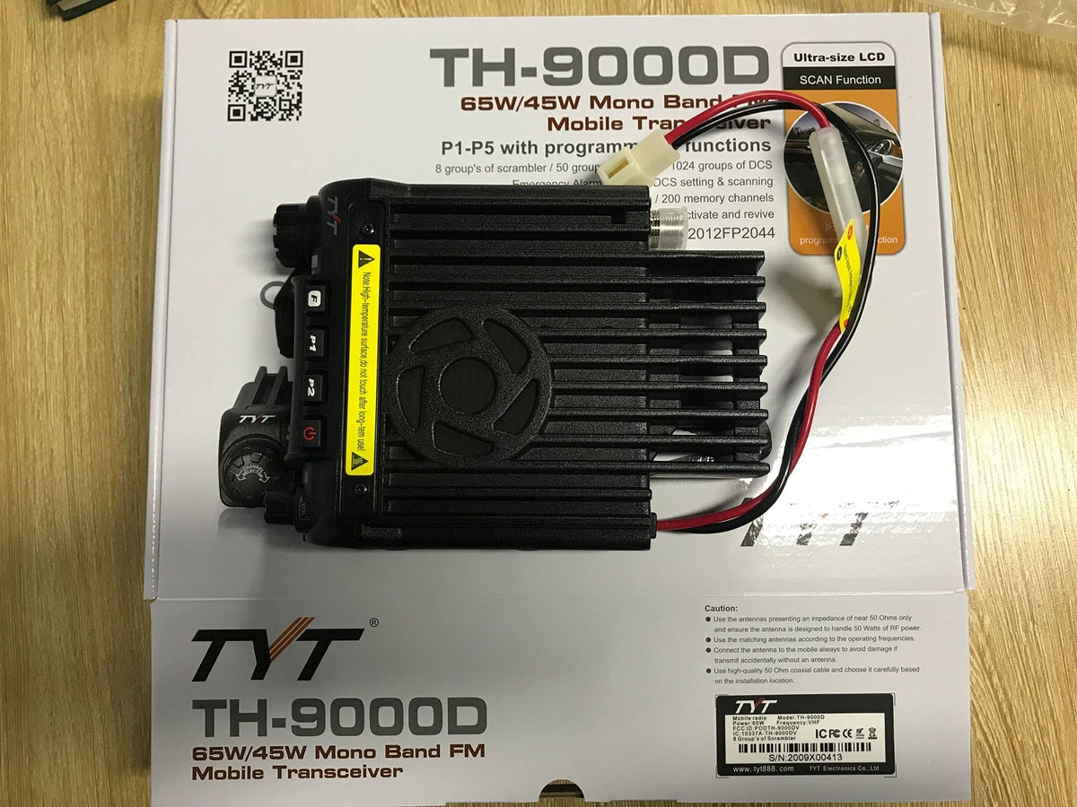 TYTTH-9000D Car Mobile Transceiver 60W VHF 2M 146MHz Ham Radio 2 Way Radio with USB Programming Cable, Black