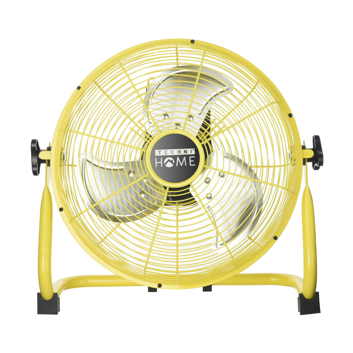 Techni Home 12” Rechargeable 4000mAh High Velocity Cordless Fan with Up to 43.5-Hour Runtime, Ideal for Camping, Emergency Use, or Home Cooling, Yellow