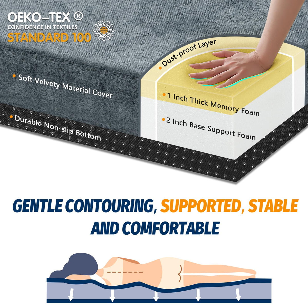 CYMULA CertiPUR-US Memory Foam Camping Mattress 2 Person, Portable Foam Sleeping Pad for Camping, Roll up Sleeping Mat for Adults Guest Floor Bed for Sleepover, Car, Tent SUV Mattress