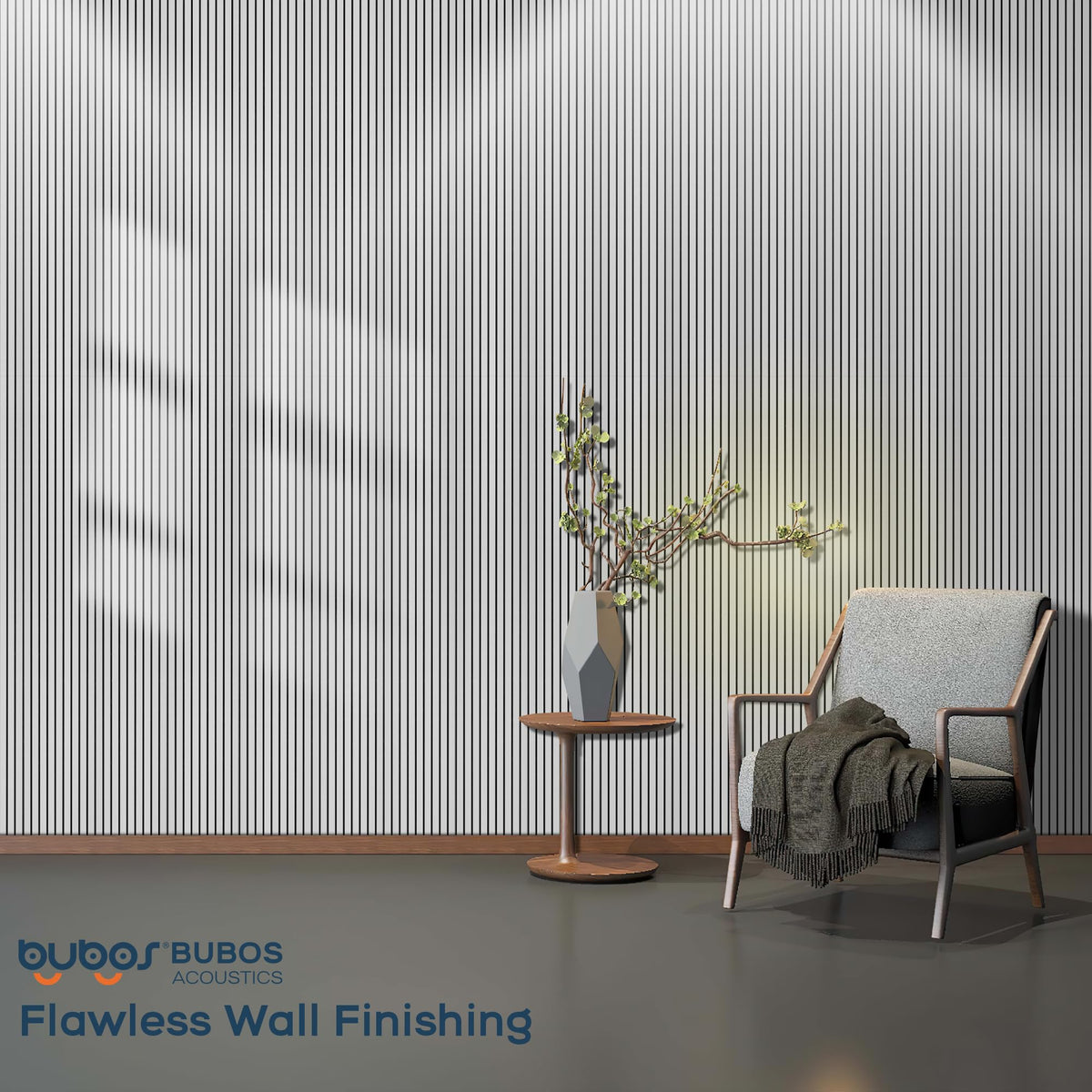 BUBOS 10 Pack Large Acoustic Panels, 48"X 12"X 0.4" Sound Proof Panels for Walls,Decorative Self-Adhesive Acoustical Wall Panels,3D Slat Sound Panels for Home Office Studio (White 01)