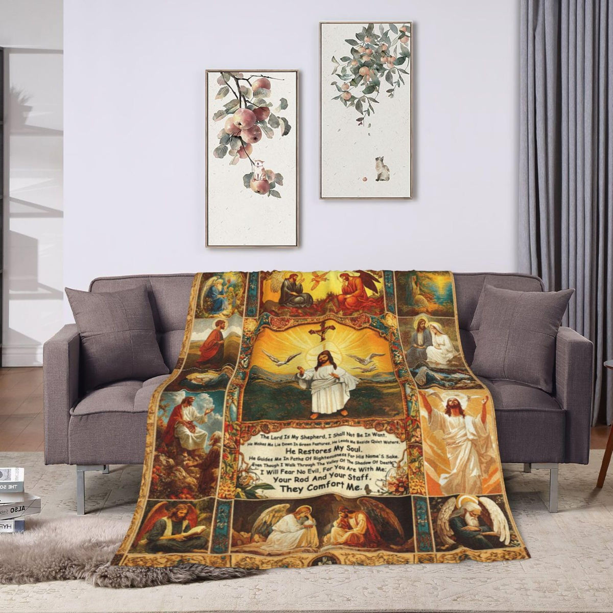 Christian Jesus Blanket Christian Prayer & Scripture Throw Blanket - Inspirational Bible Verses, Ultra-Soft Lightweight Flannel (60"X50") for Adults & Kids - Uplifting Faith Gift