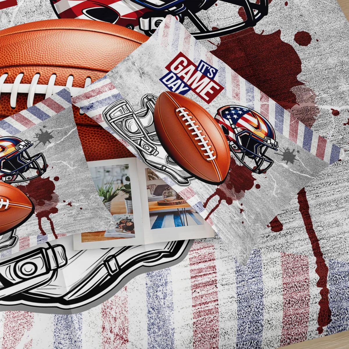 lneffble Twin Size Kids Comforter Sets Boys Football，Sport Themed Twin Size Bedding，with 1 Comforter with 2 Pillow Case