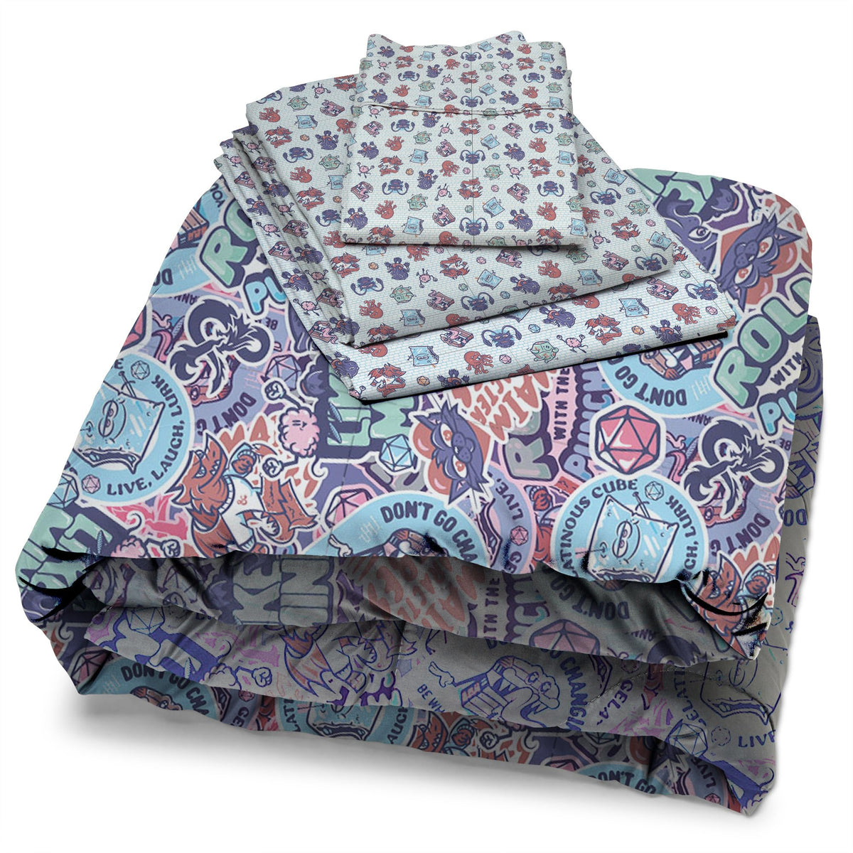 Northwest Dungeons & Dragons Monsters Stick Together 4 Piece Twin Bed in a Bag Set, Bedding Set with Comforter and Sheets, Soft and Cozy for All Seasons