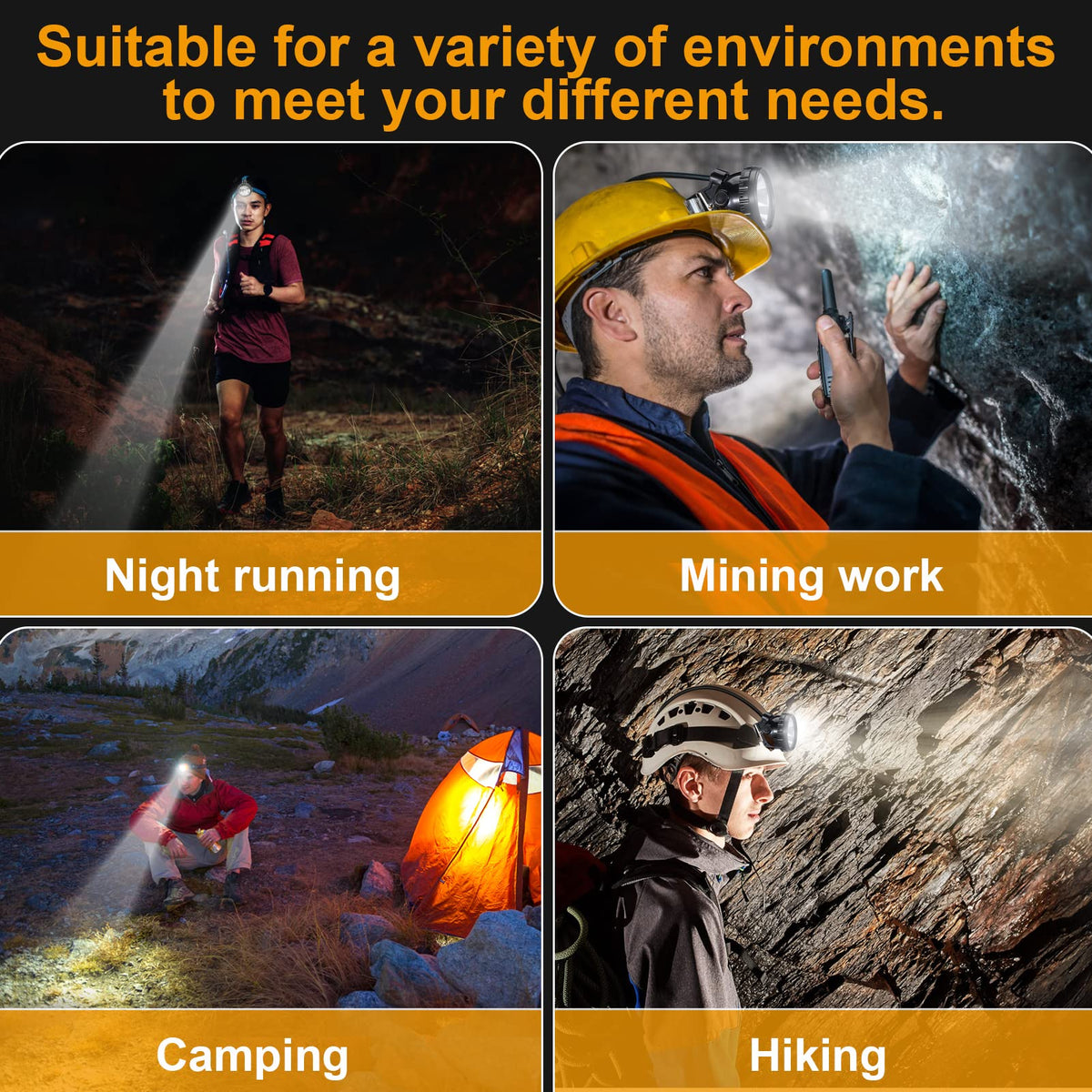 Super Bright Safety Mining Light Rechargeable LED Miner Headlamp, Explosion-Proof Waterproof Hard Hat Cap Lamp, High Lumens Head Torch Flashlight for Mining, Hunting, Camping, Hiking, and Outdoor Work