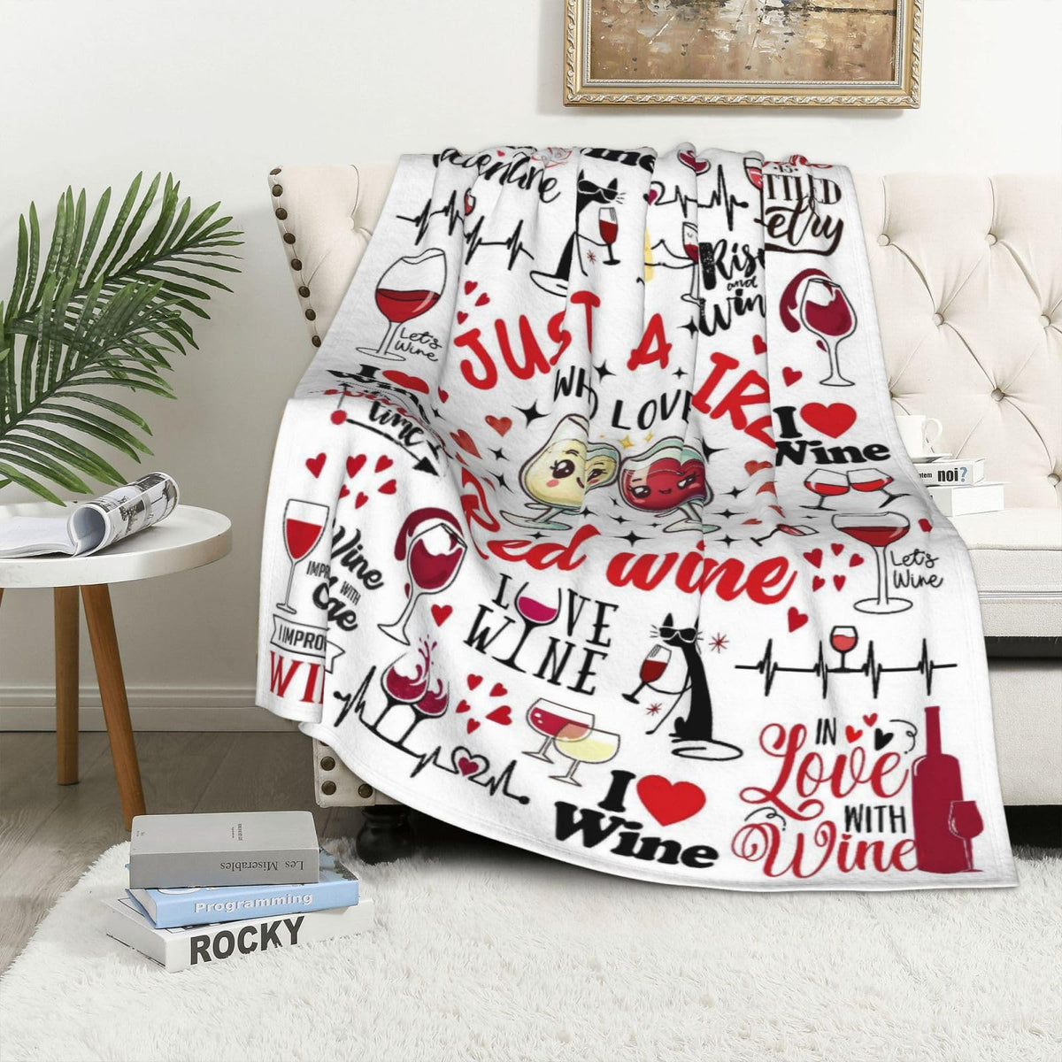 Red Wine Blanket for Red Wine Lover Soft Cozy Flannel Blanket Grapes Throw Blankets Gifts for Girls Women Adults 60"x50"