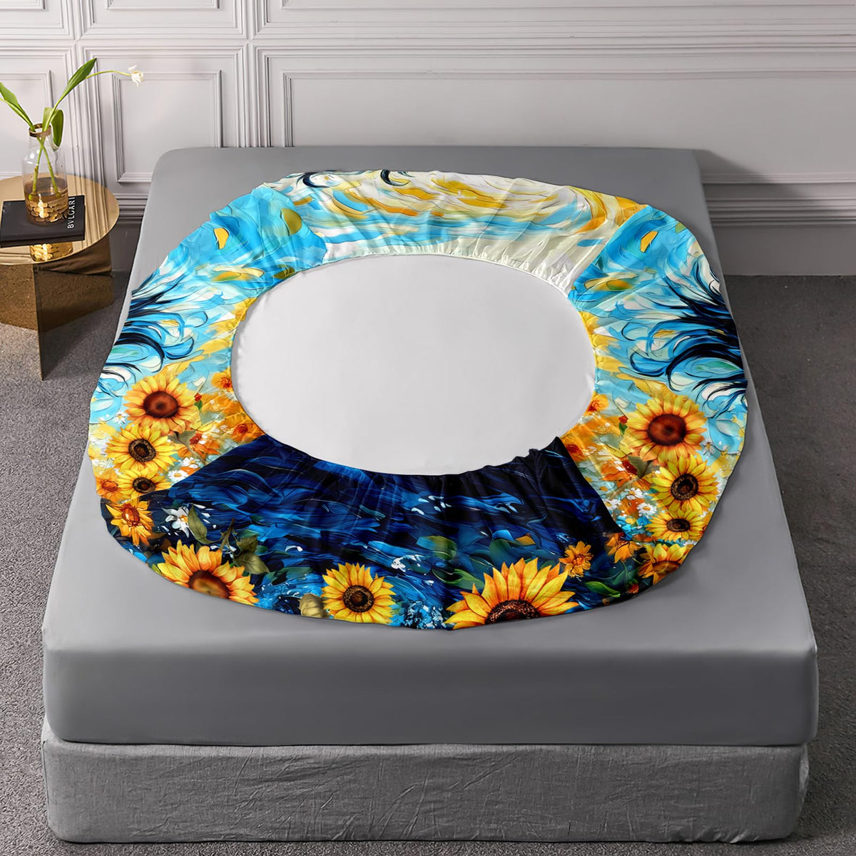 AILONEN Galloping Horse Bedding Sets for Kids Teens,Yellow Sunflower Floral Bed Sheets Set, Queen Size,Wildlife Animal Theme Fitted Sheet Set,1 Deep Pocket + 2 Pillowcase,Soft Breathable