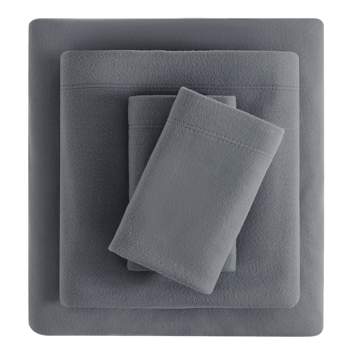 Viviland Plush Micro Fleece Full Bed Sheet Set - Soft Polar Fleece Velvet Sheets - Extra Warm Winter Flannel Bed Sheets with Deep Pocket - Dark Gray - Full