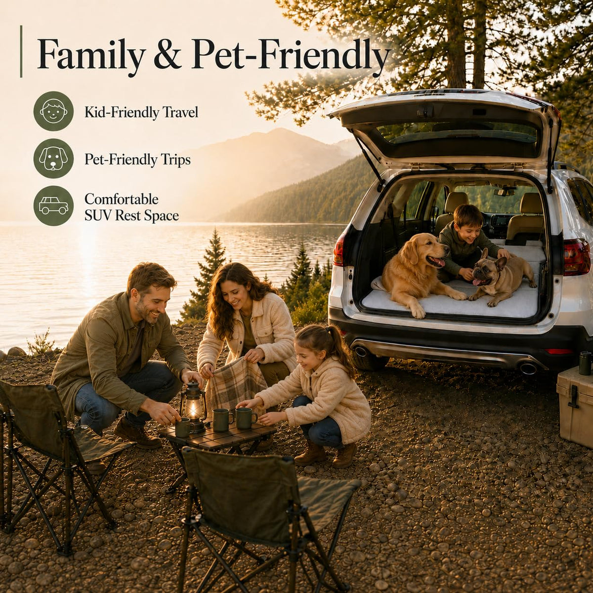 MGRFTOX Car Mattress Non-Inflatable Car Camping Mattress, Foldable Trunk Sleeping Pad with Split Design, Portable Car Bed for Road Trips, Camping, Travel, for Ford Bronco Sport，for Ford