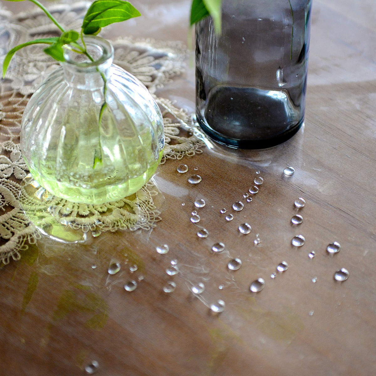 SUTAVIA Clear PVC Tablecloth 100% Waterproof lace Tablecloth, Environmentally Friendly PVC,Oil Proof Spill Proof Table Protector, Oblong Transparent Tablecover, for Dining Table(Gold, 60"x120")