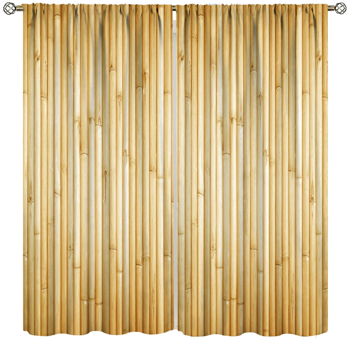 TYVGICZ Bamboo Curtains, Asia Chinese Bamboo Stems Hinese Japanese Style Asian Calligraphy Style Culture Theme Yellow Window Treatments for Living Room Bedroom Drapes, 42x45 Inch