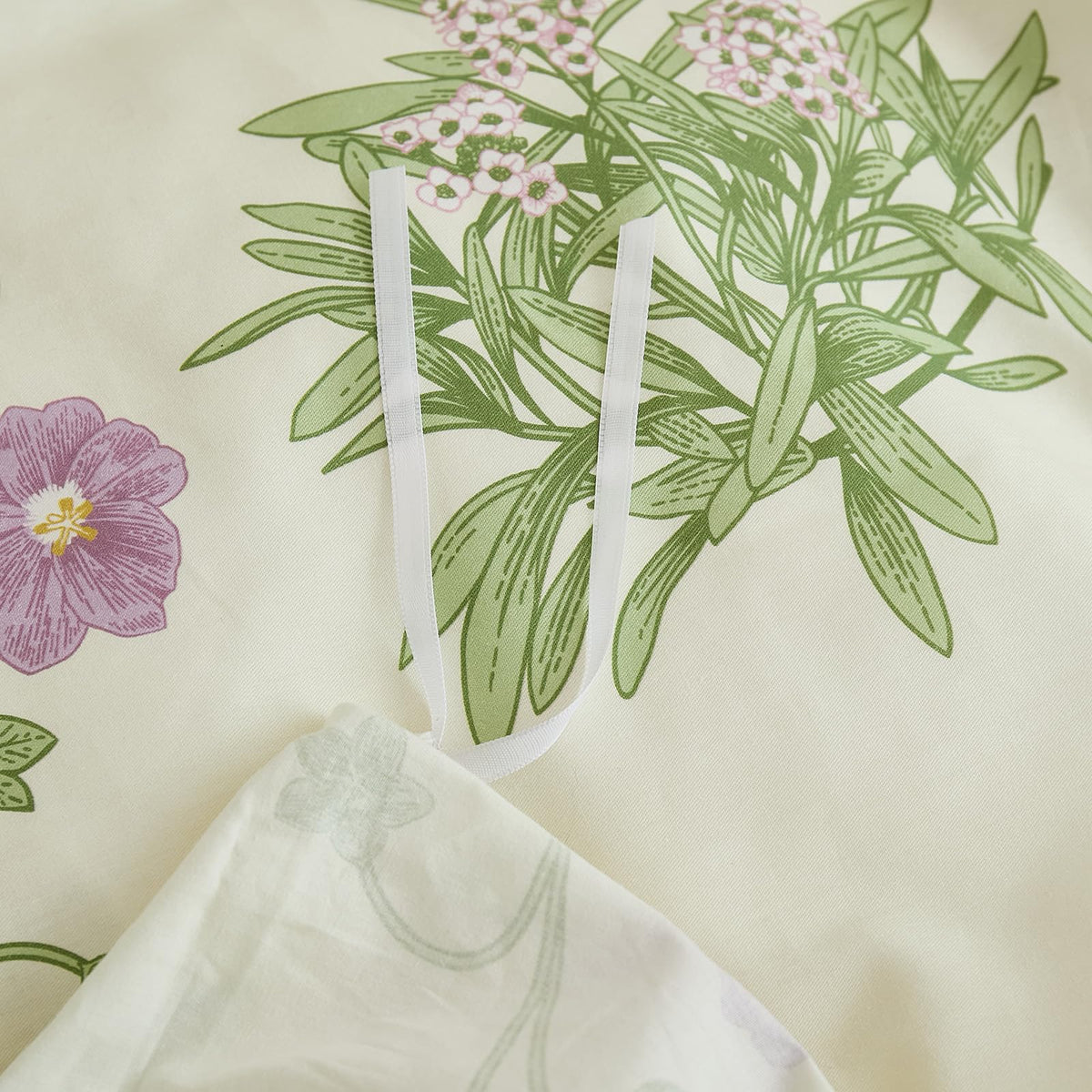Cozaline 100% Cotton Duvet Cover King Size – Botanical Garden Print, Green Floral Duvet Cover Set with Zipper Closure, 3-Piece Soft Breathable Natural Cotton Bedding Set for All Seasons